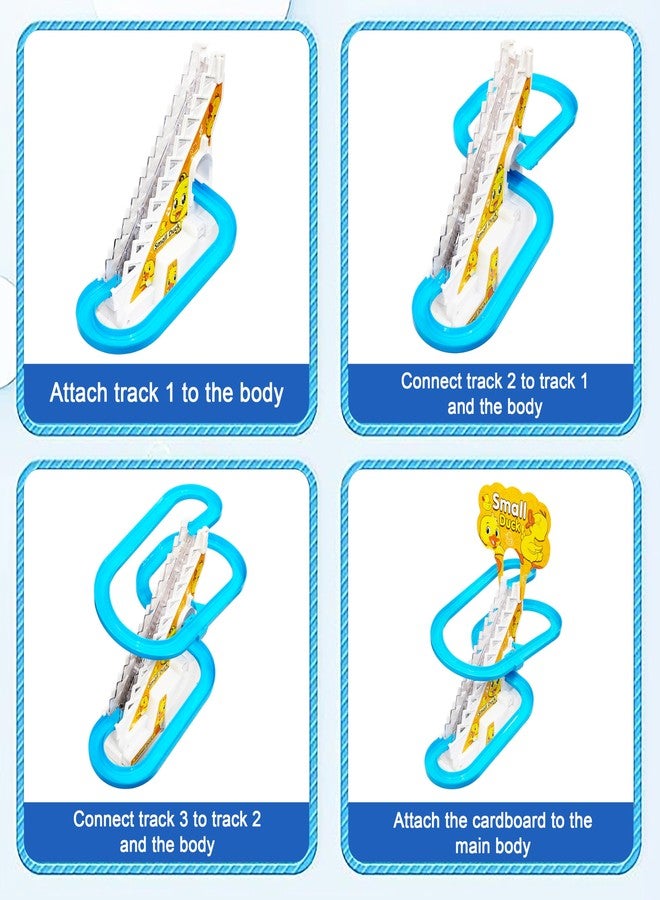في جراسب مجموعة ألعاب VGRASSP على شكل بطة، مجموعة ألعاب سباق مطاردة البط الأوتوماتيكية المضحكة، سلم متحرك على شكل بطة صغيرة متسلقة مع أضواء وموسيقى، سلم كرتوني لطيف مع 3 بطات - Image 4